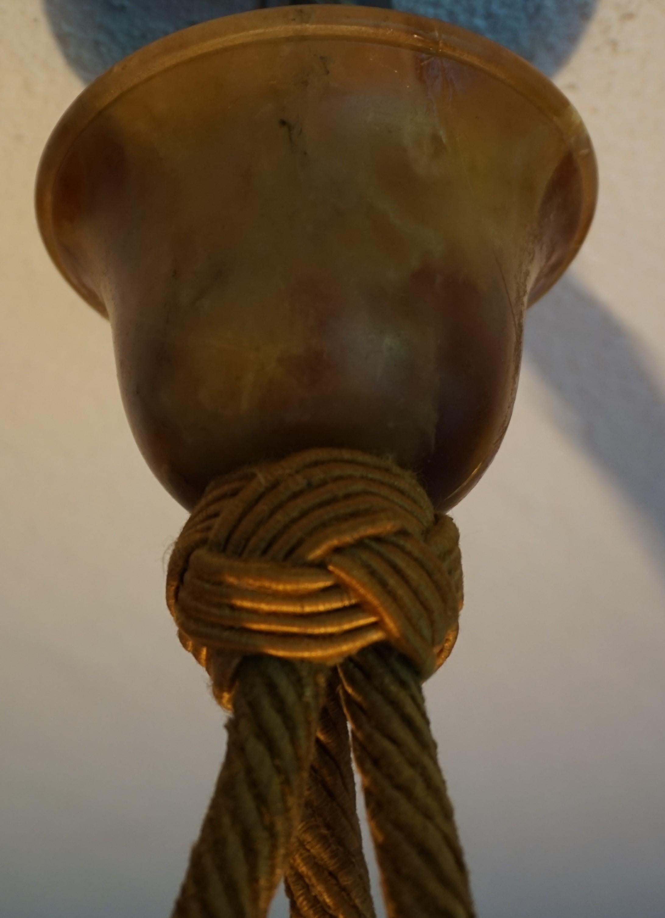 Great Color Roman Classical Alabaster Pendant with Original Rope & Canopy 4
