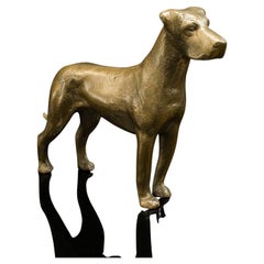 Antike Großwildlederfigur, englisch, Bronze, dekorativ, Hundestatue, viktorianisch