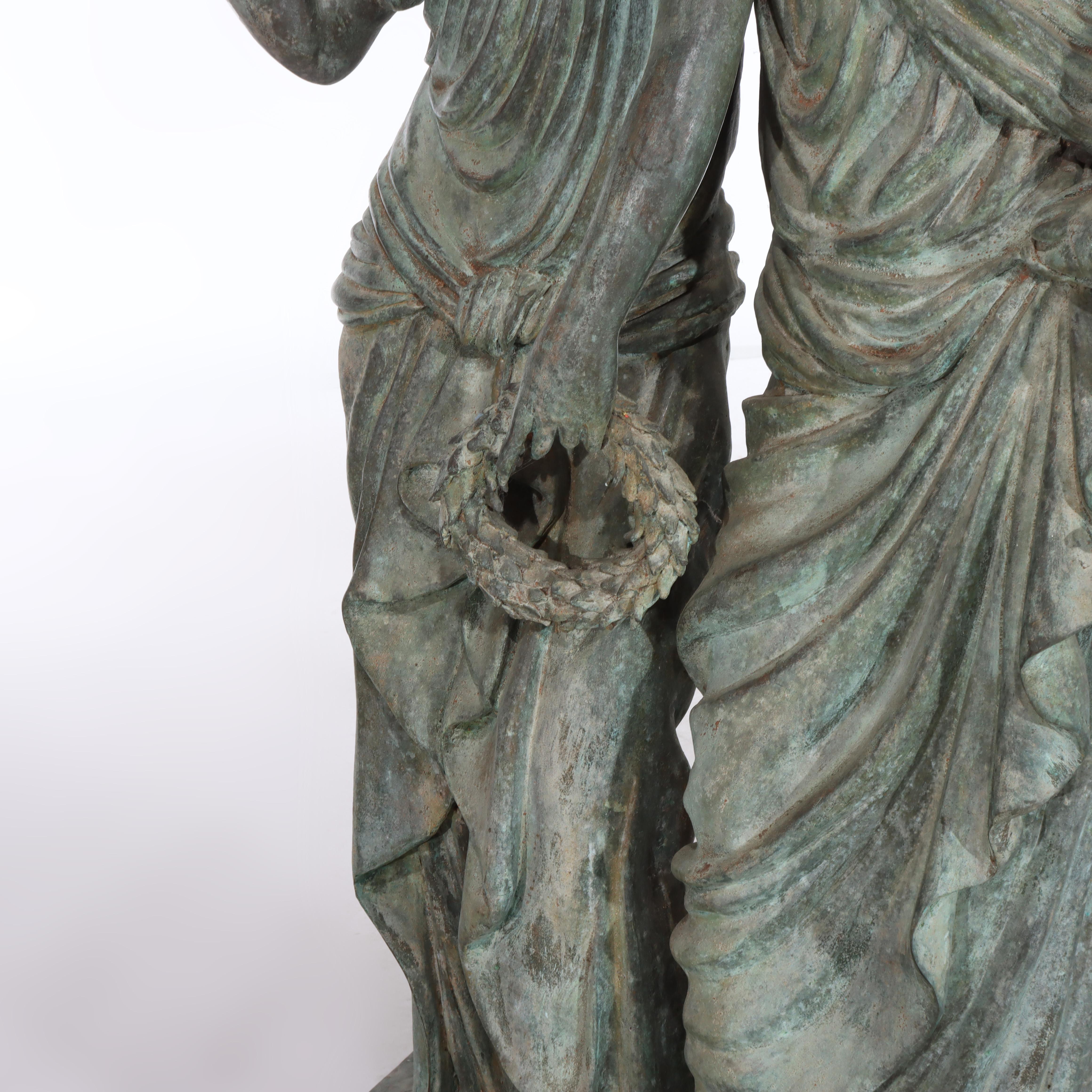 Antike griechische Figural Bronze Garten Pflanzer 19. im Angebot 1