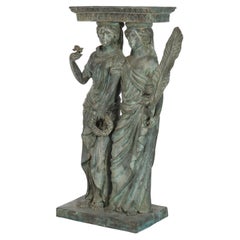 Antique Grecian Figural Bronze Garden Planter 19thC