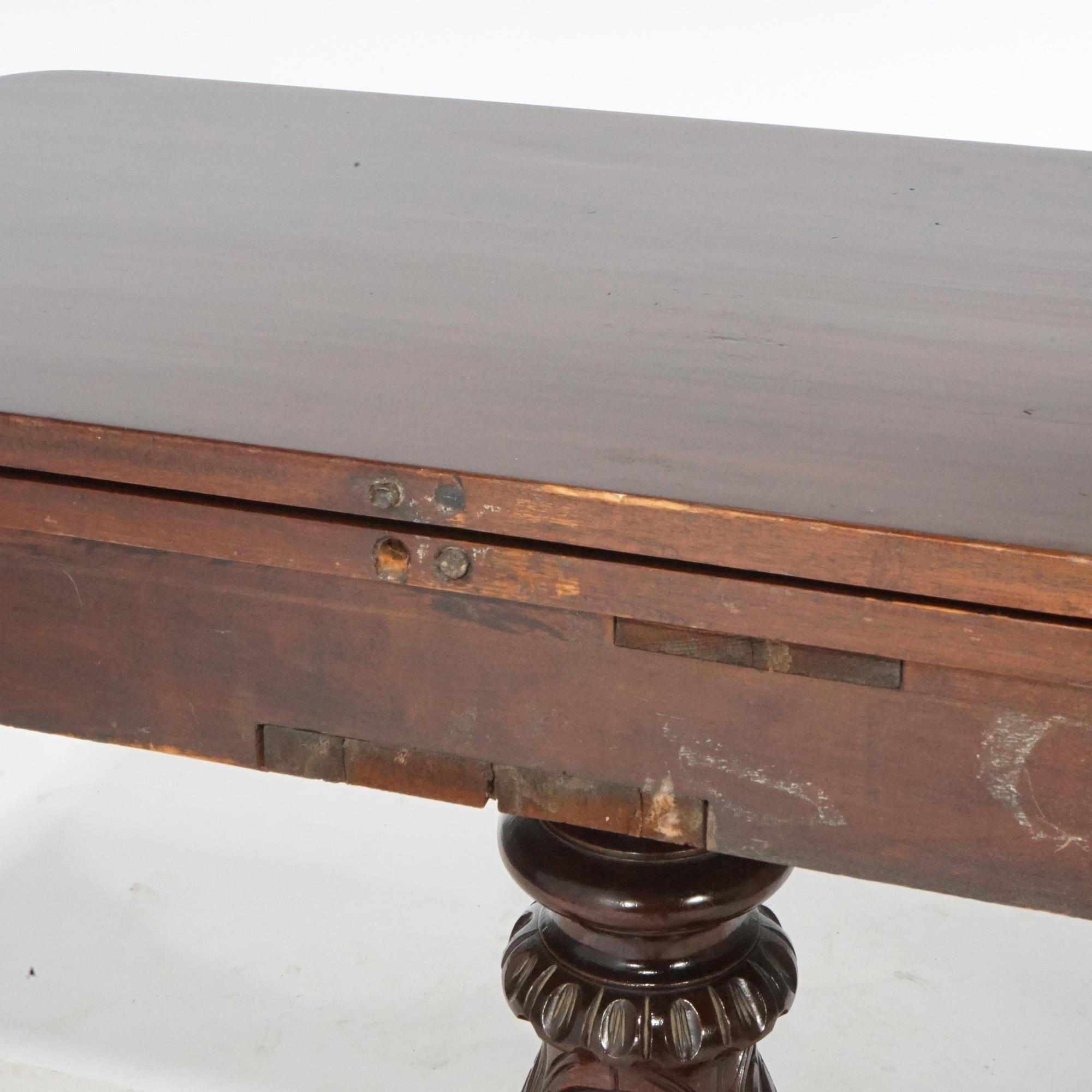 Antique Greco American Empire Carved Mahogany Game Table, Circa 1840 5