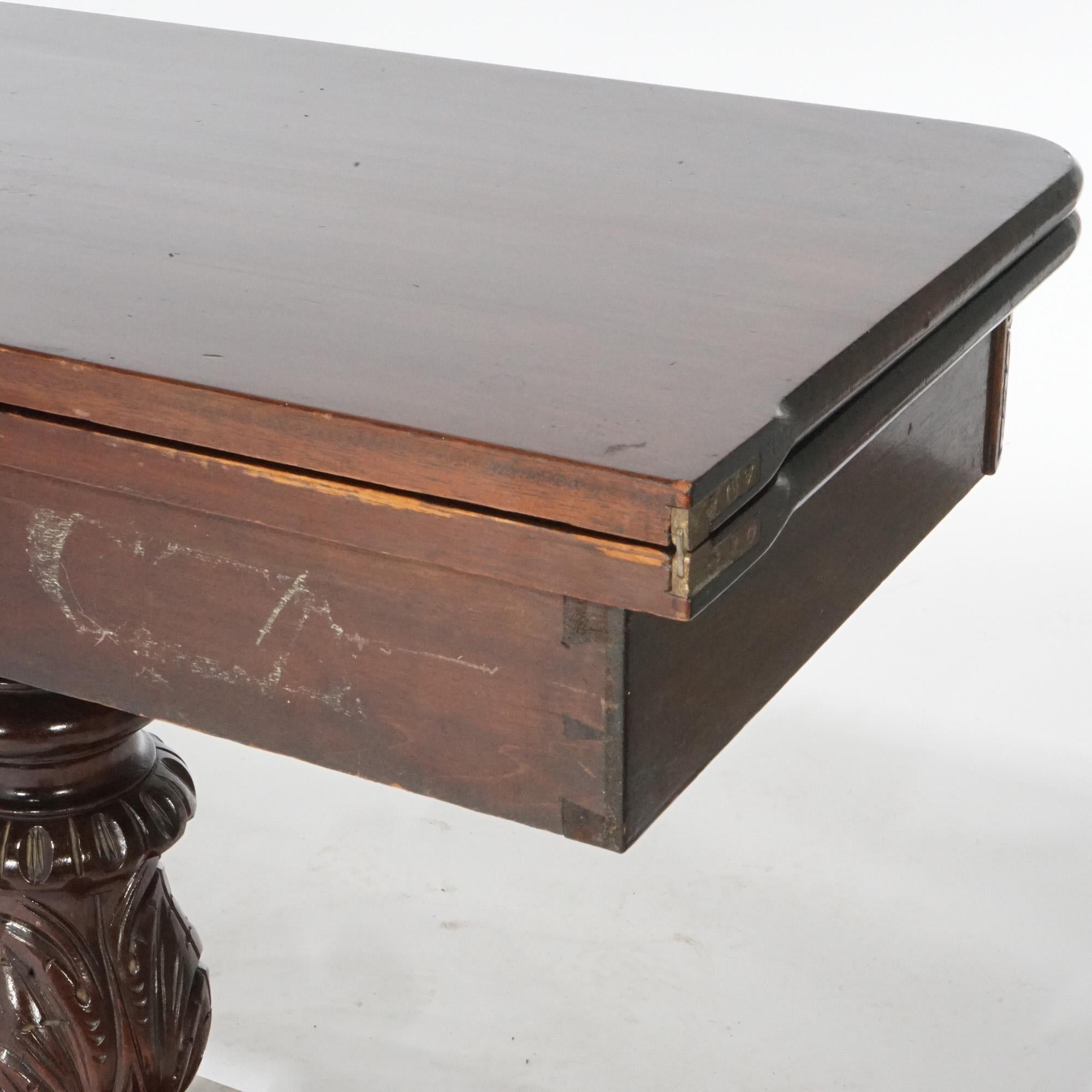 Antique Greco American Empire Carved Mahogany Game Table, Circa 1840 7