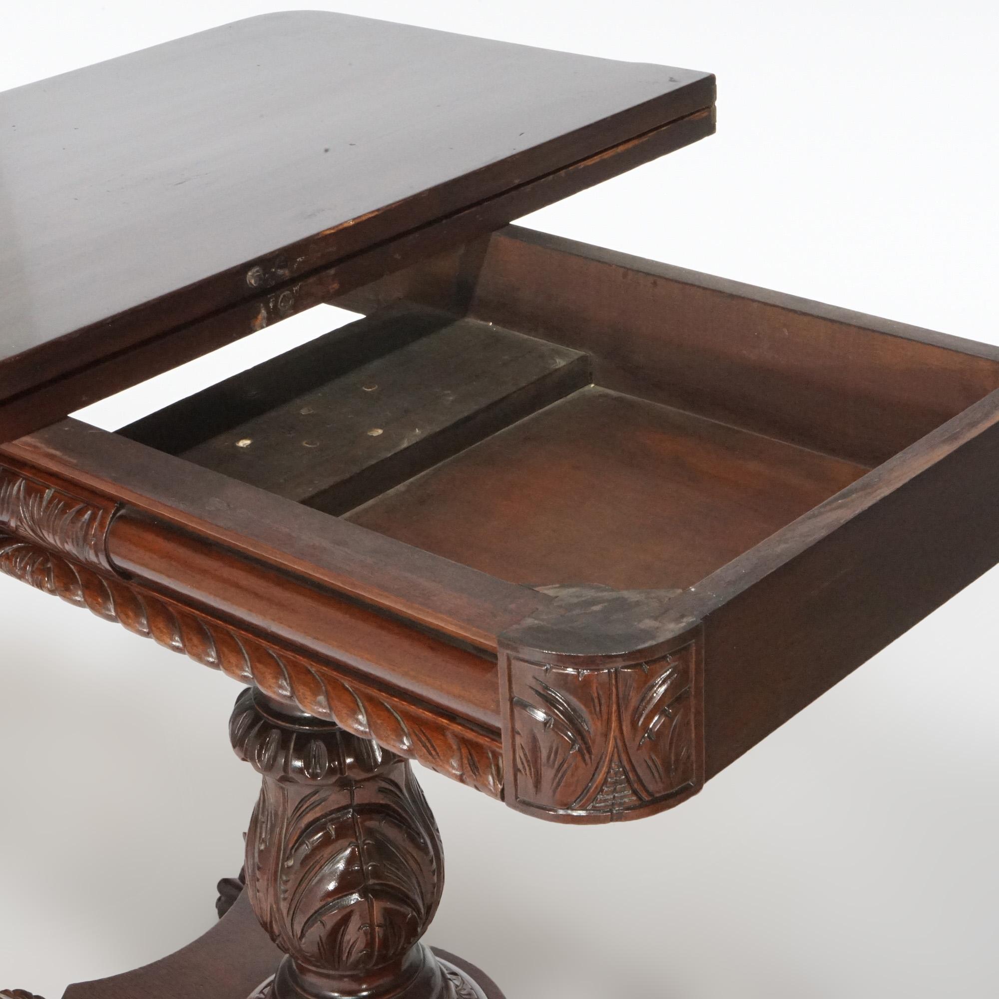 Antique Greco American Empire Carved Mahogany Game Table, Circa 1840 8