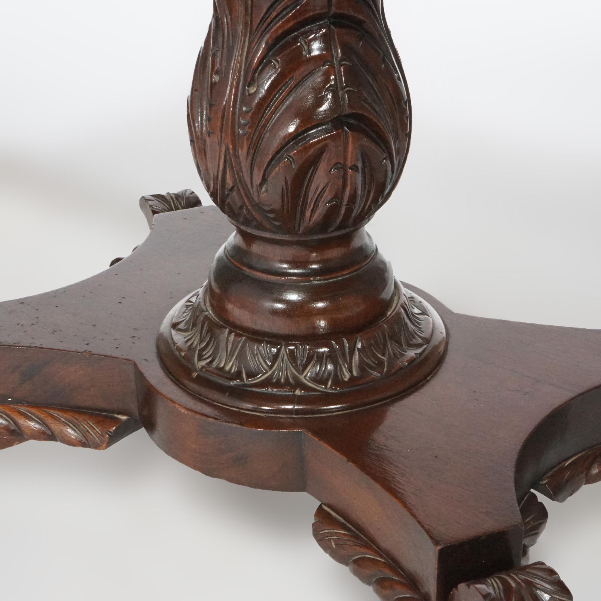 Antique Greco American Empire Carved Mahogany Game Table, Circa 1840 9