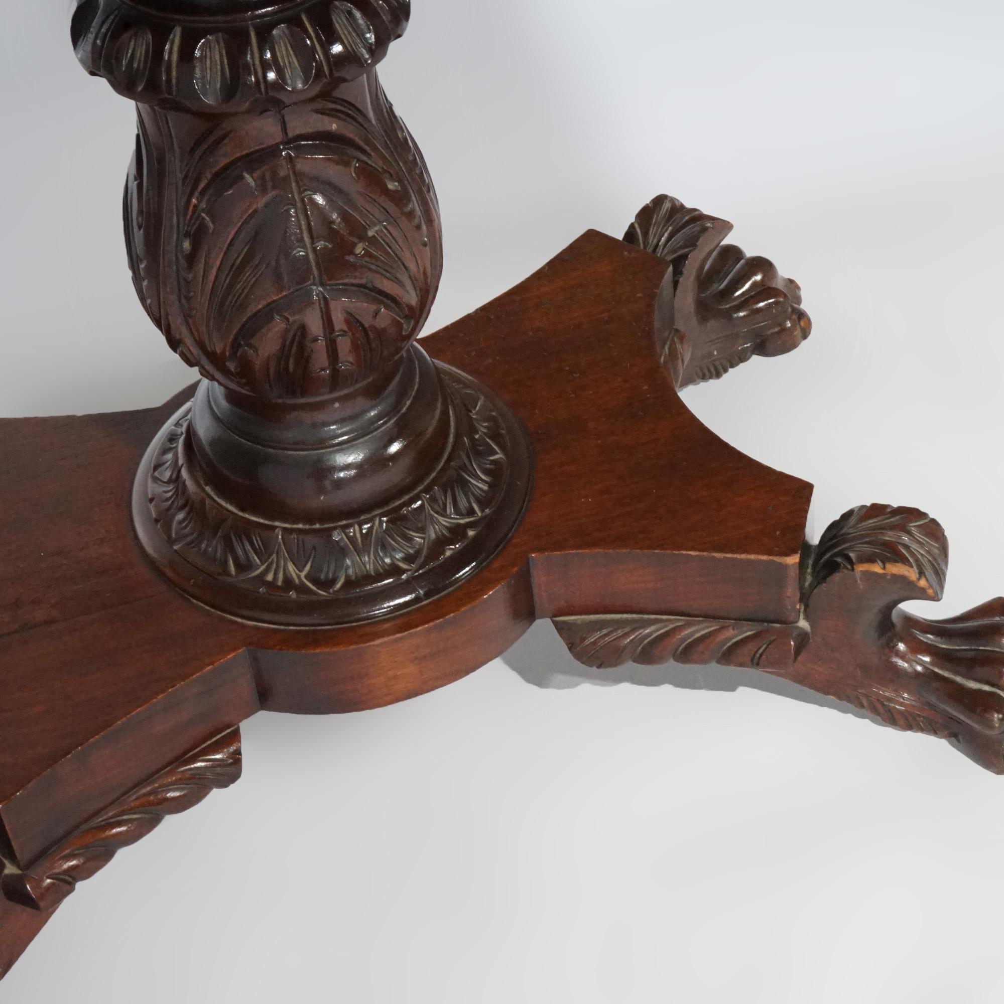 Antique Greco American Empire Carved Mahogany Game Table, Circa 1840 10