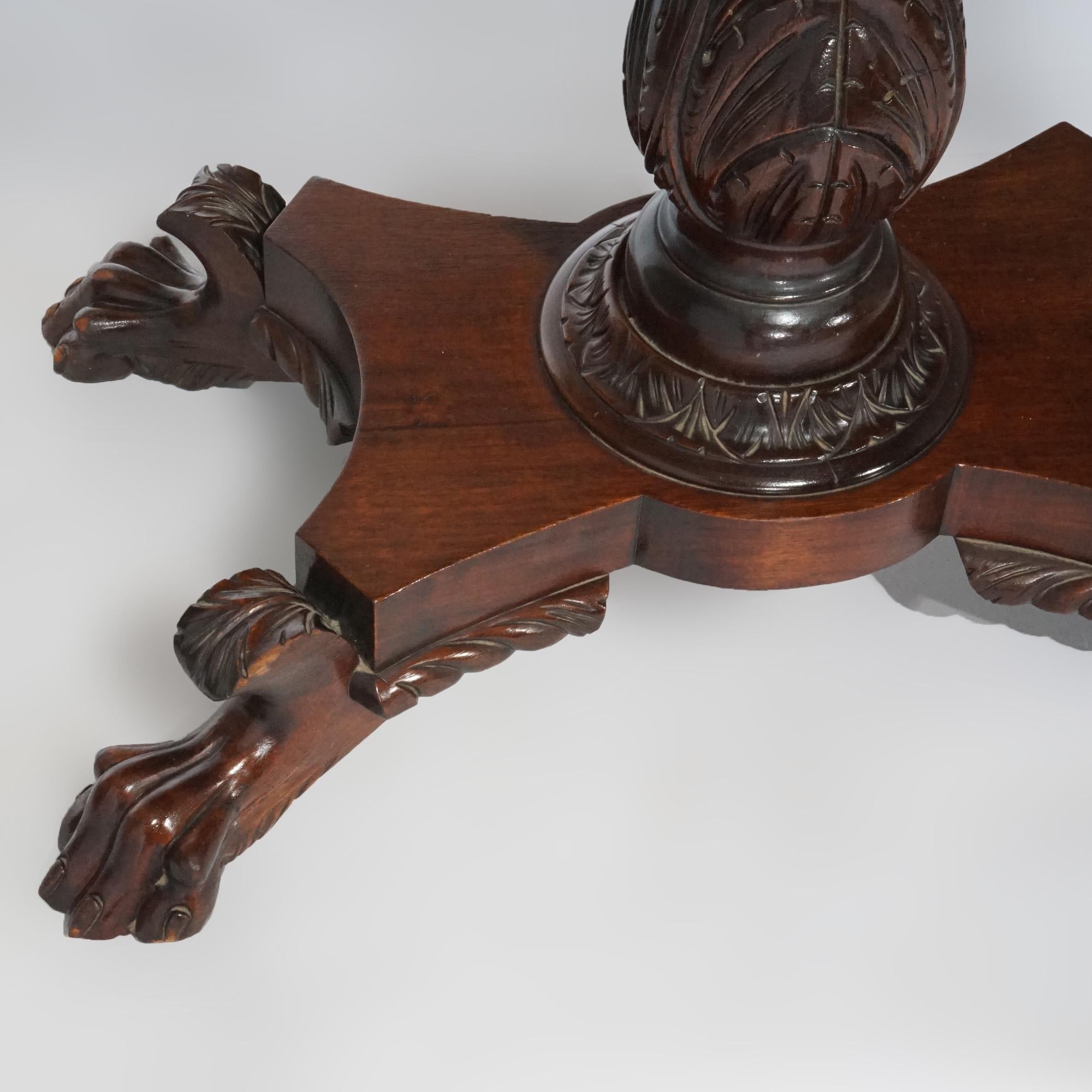 Antique Greco American Empire Carved Mahogany Game Table, Circa 1840 11