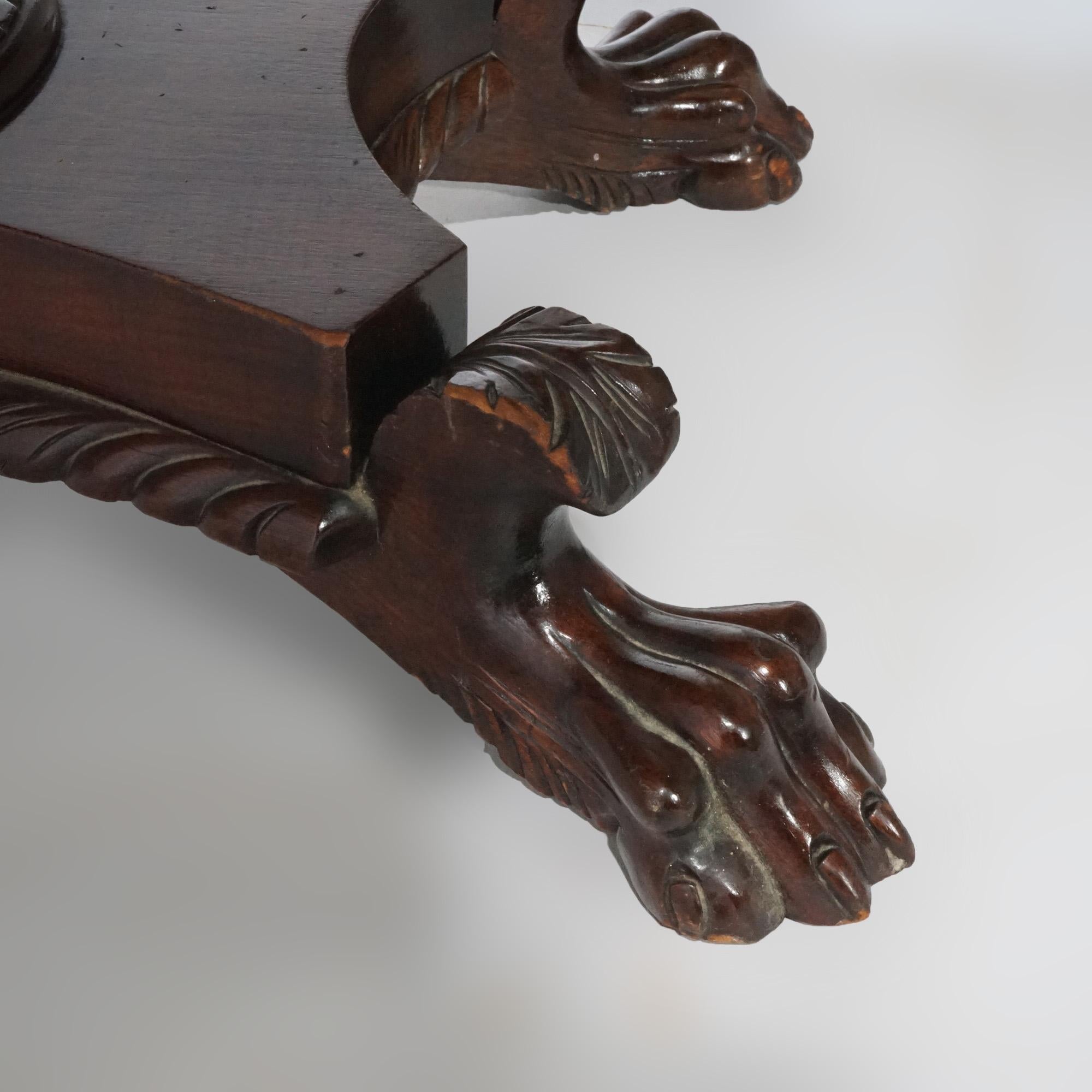 Antique Greco American Empire Carved Mahogany Game Table, Circa 1840 14