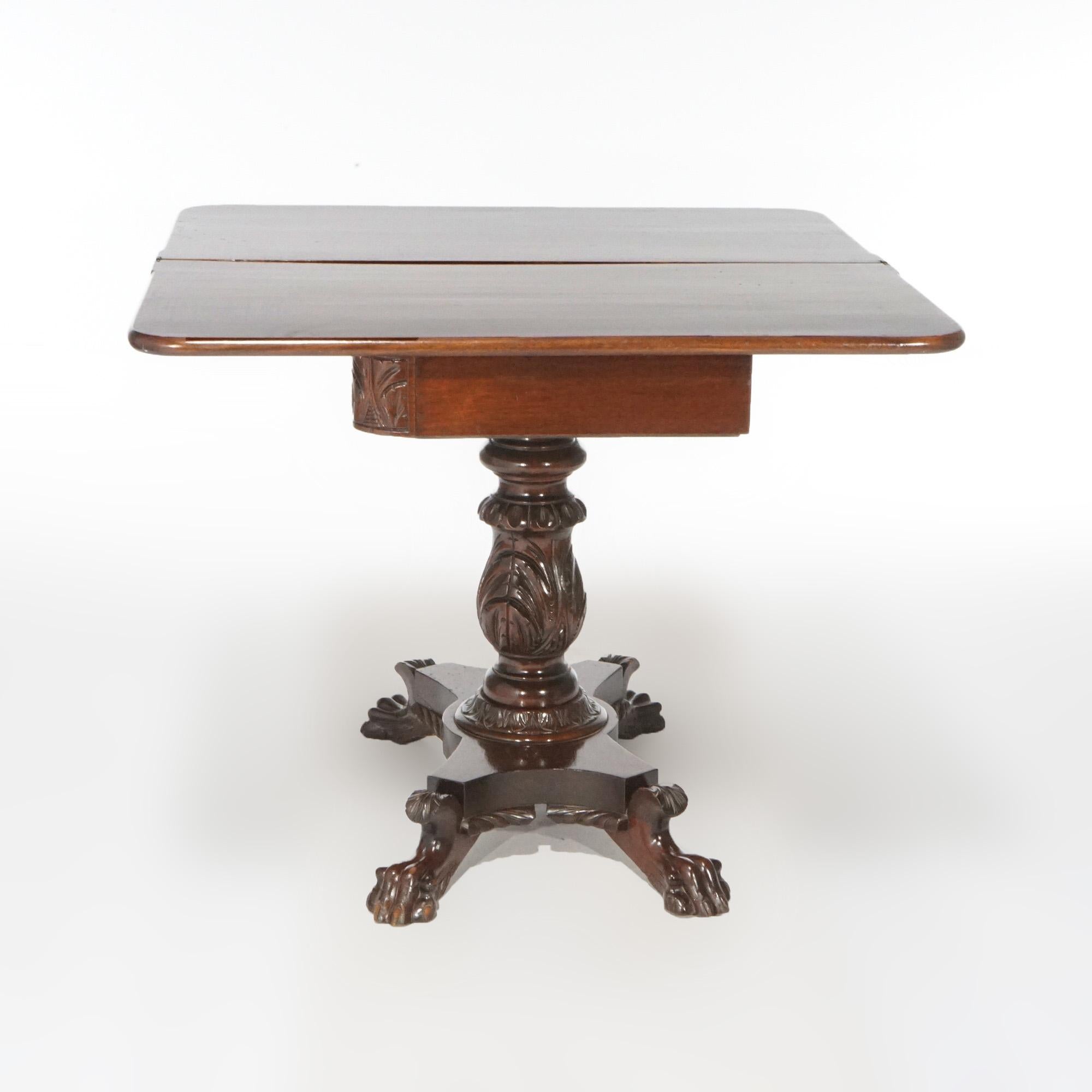 Antique Greco American Empire Carved Mahogany Game Table, Circa 1840 1