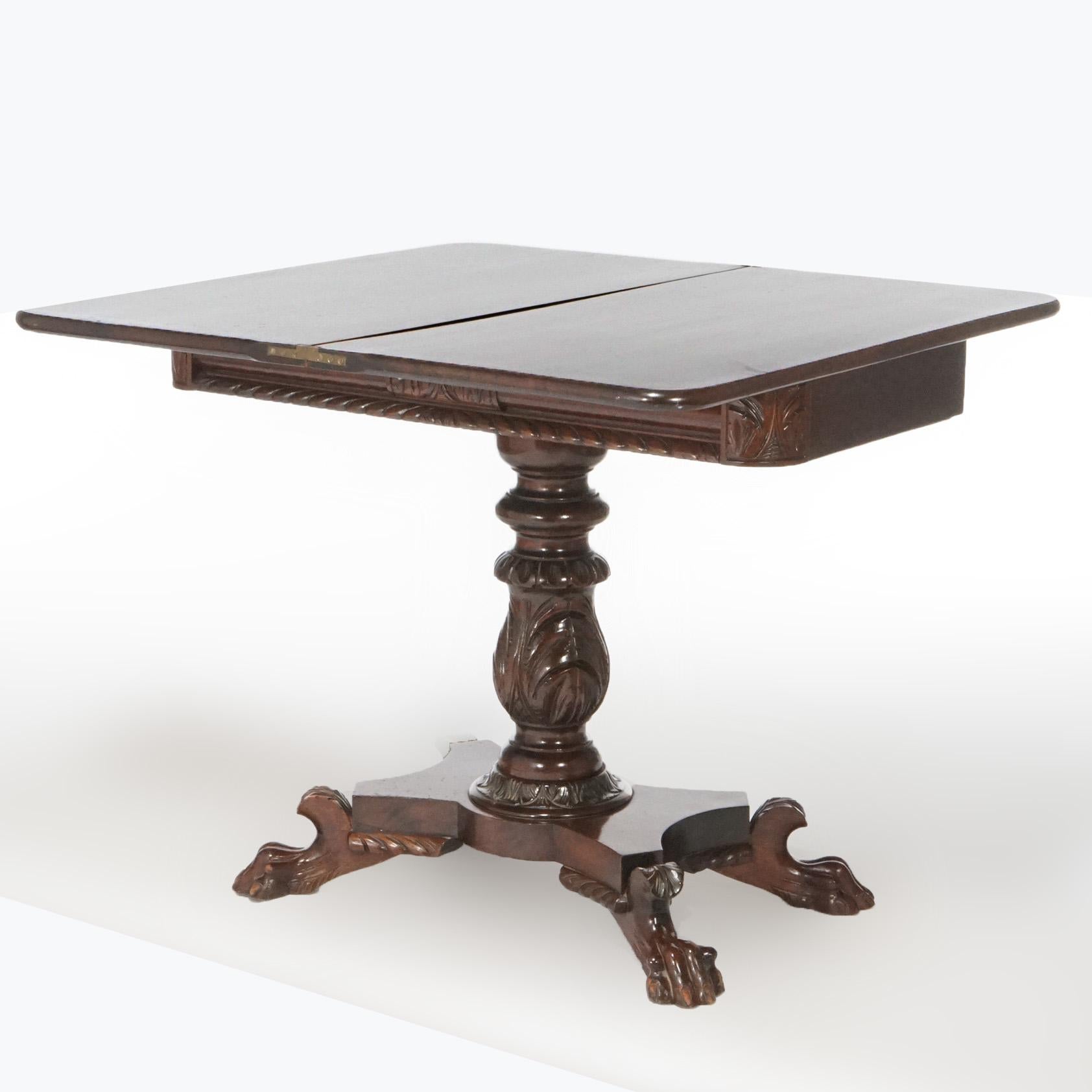 Antique Greco American Empire Carved Mahogany Game Table, Circa 1840 2