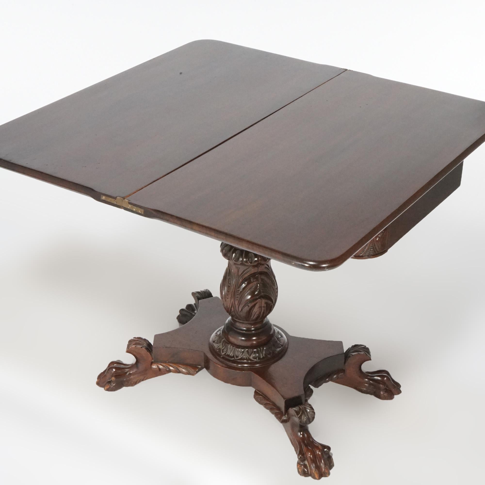 Antique Greco American Empire Carved Mahogany Game Table, Circa 1840 3