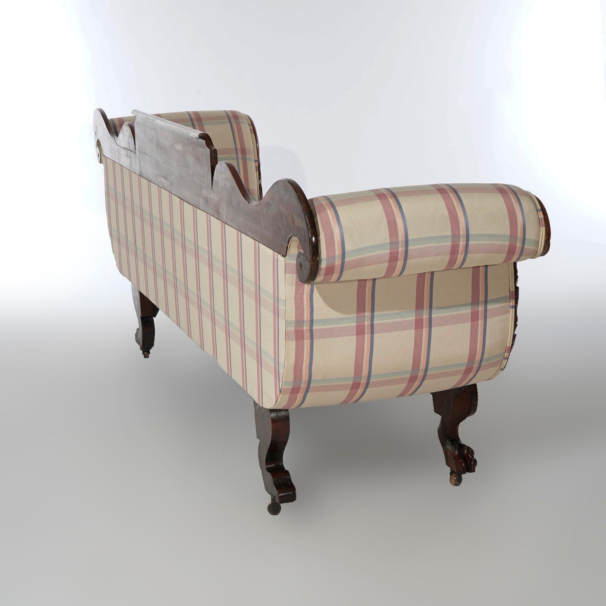 Antique Greco American Empire Flame Mahogany Sofa, C1840 In Good Condition In Big Flats, NY