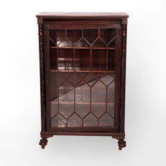 Antique Greco Classical American Empire Acanthus Carved Mahogany Bookcase, c1920