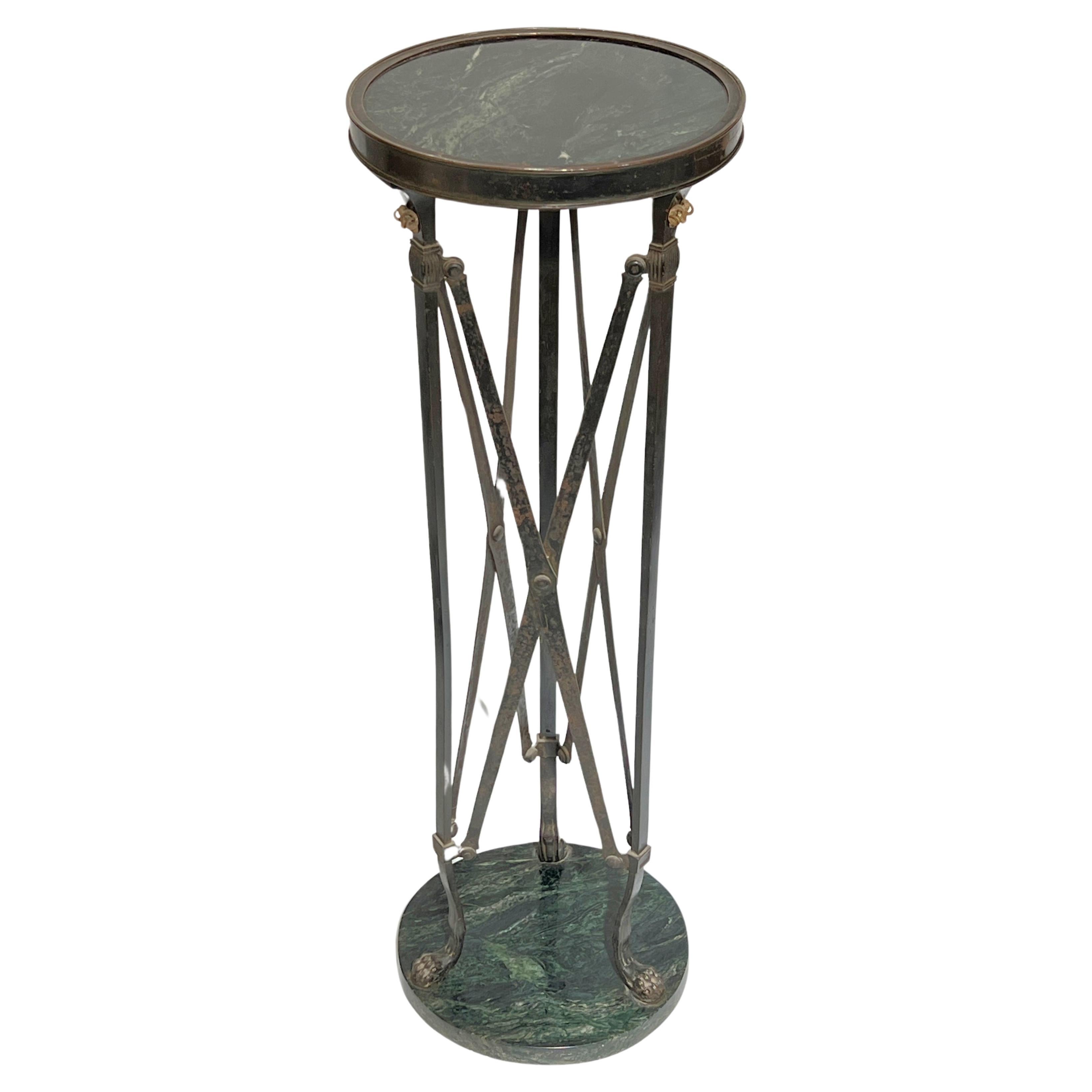 Antique Greco-Roman Neoclassical Bronze and Marble Plant Stand