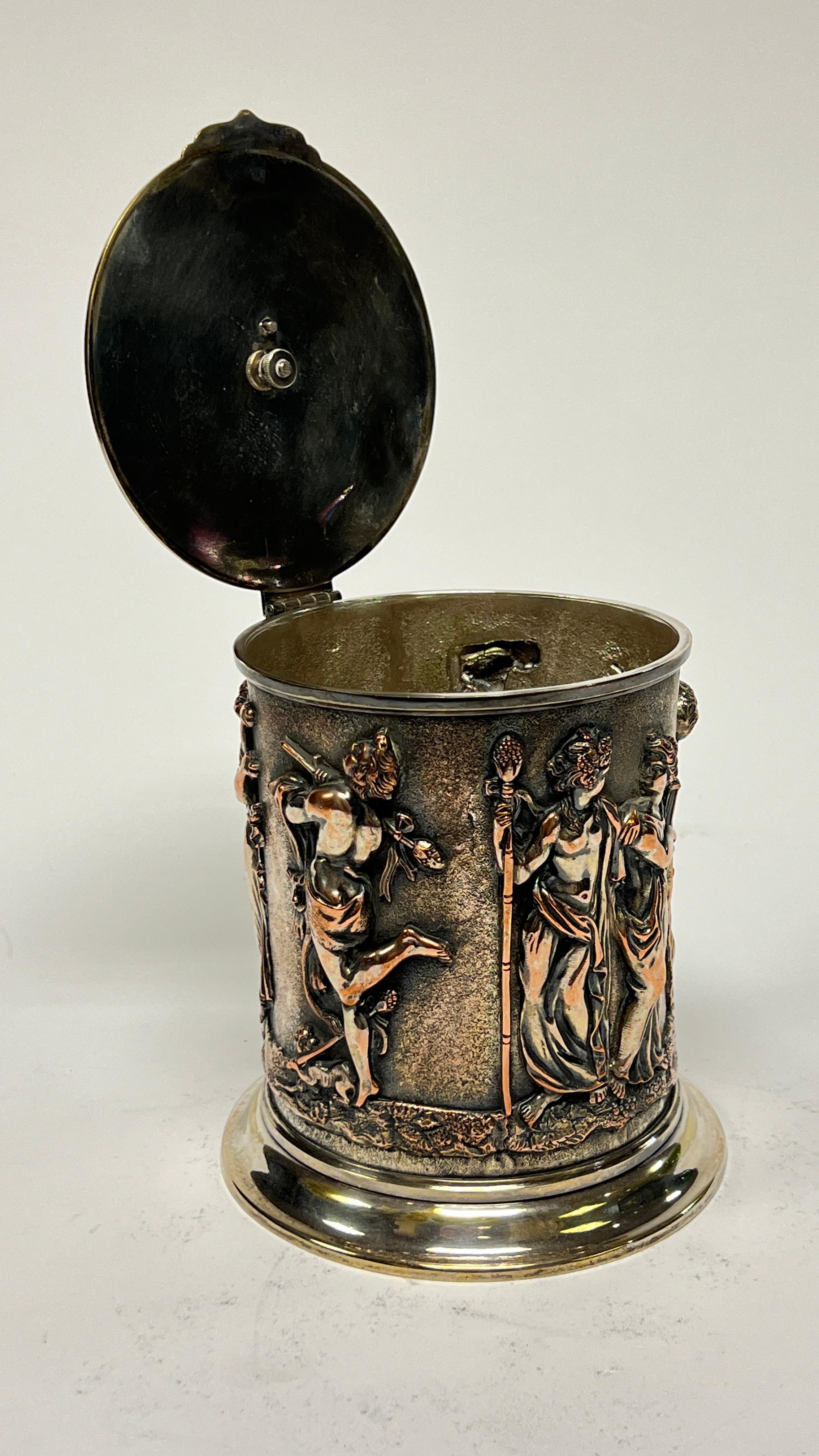 Antique Greco-Roman Silvered Copper Humidor 9