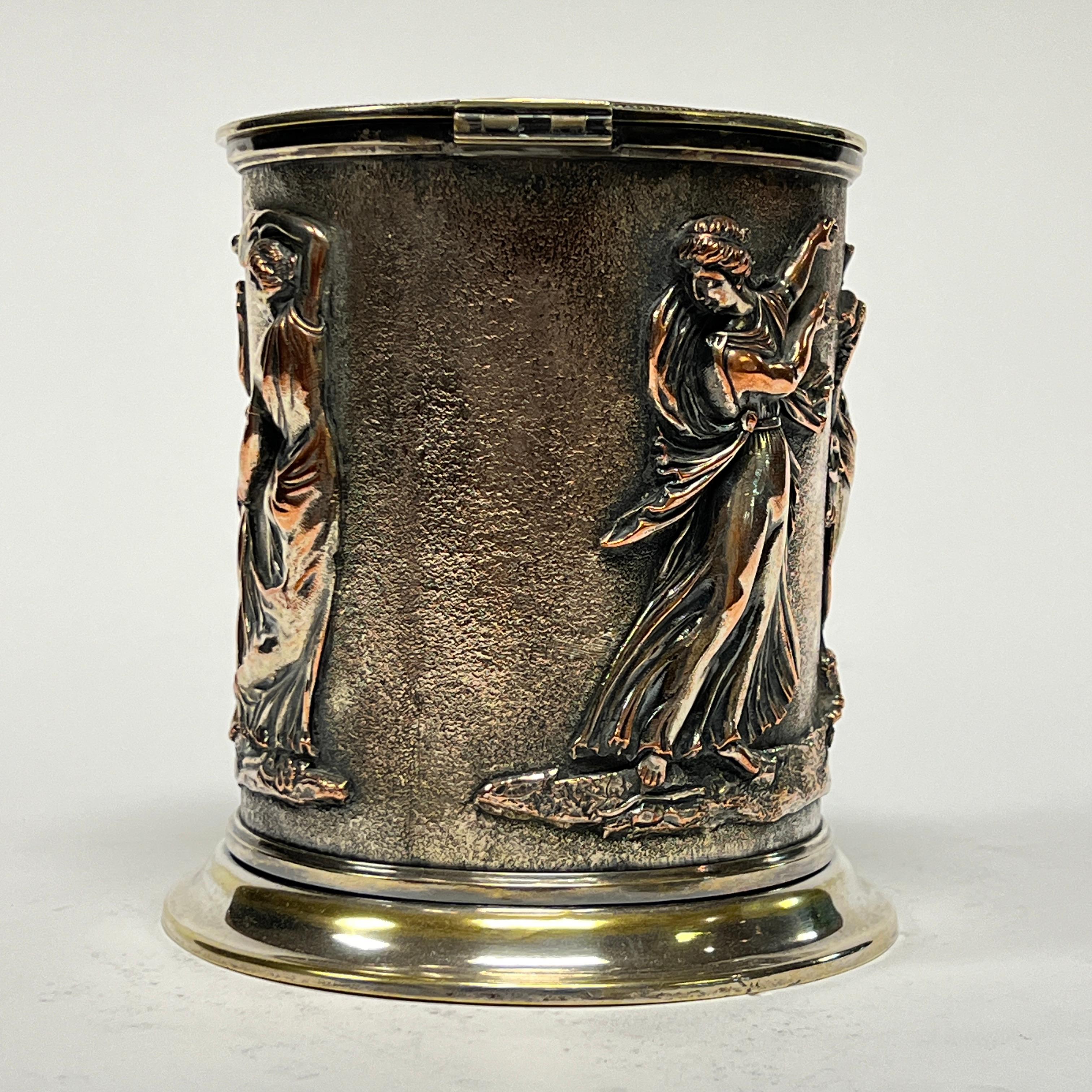 20th Century Antique Greco-Roman Silvered Copper Humidor