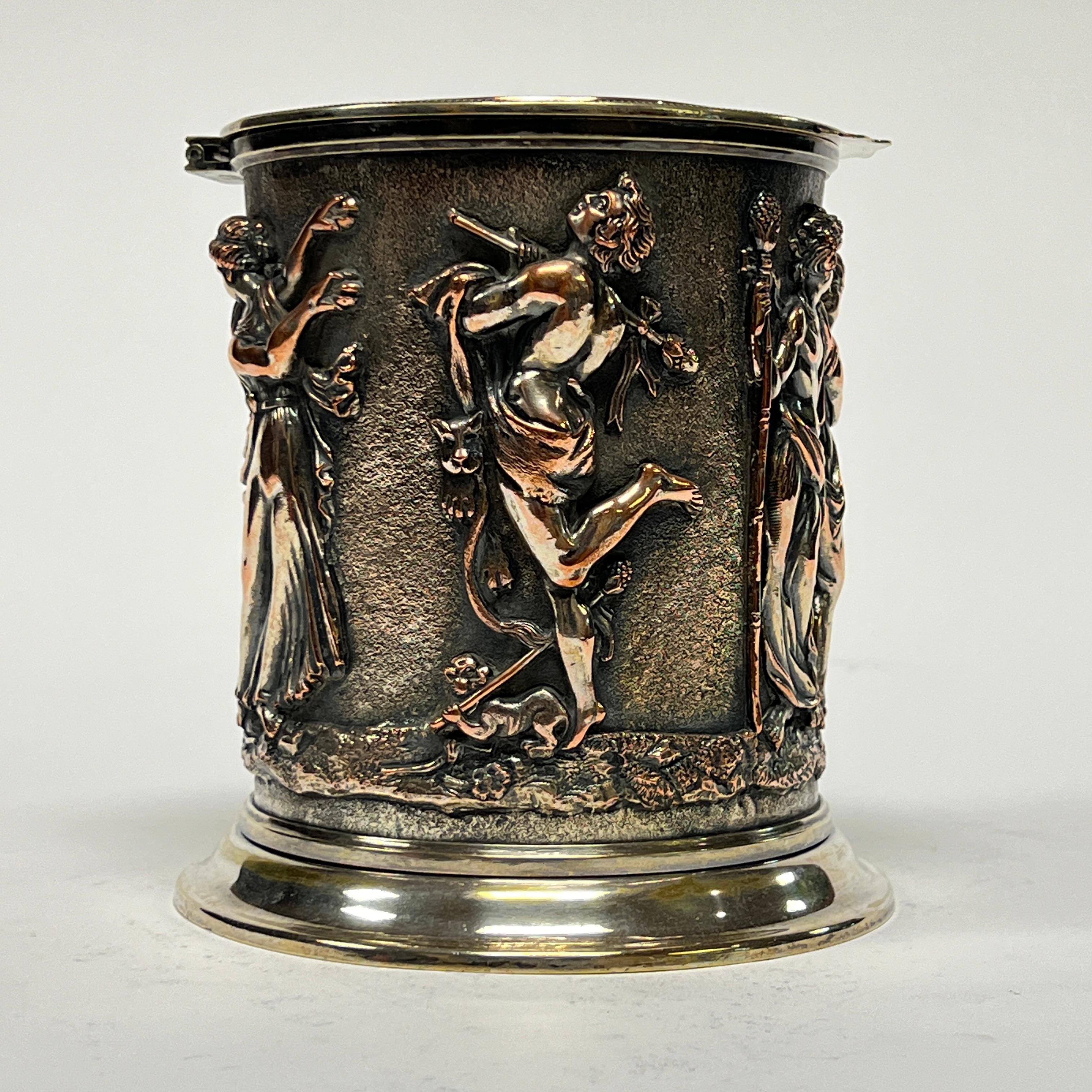 Antique Greco-Roman Silvered Copper Humidor 1