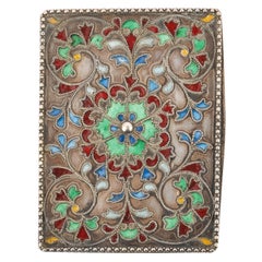 Antico astuccio in cloisonne d'argento puro della guerra civile greca con inciso il giorno dell'esercito di Atene 1946