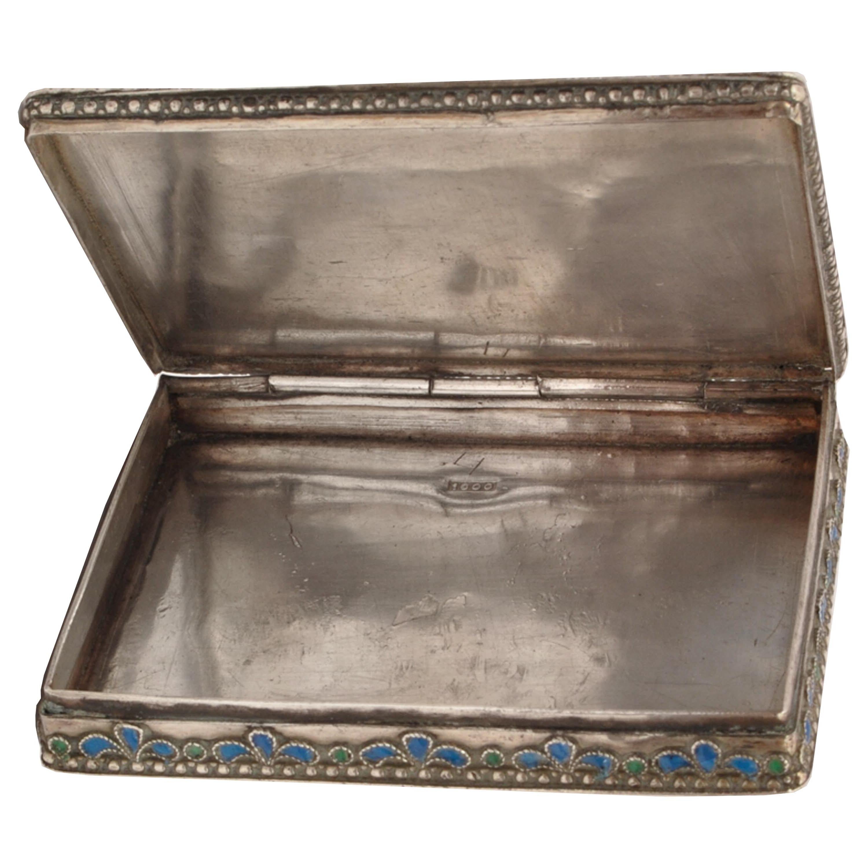 Antique Greek Civil War Pure Silver Cloisonne Case Engraved Athens Army Day 1946 In Good Condition For Sale In Portland, OR