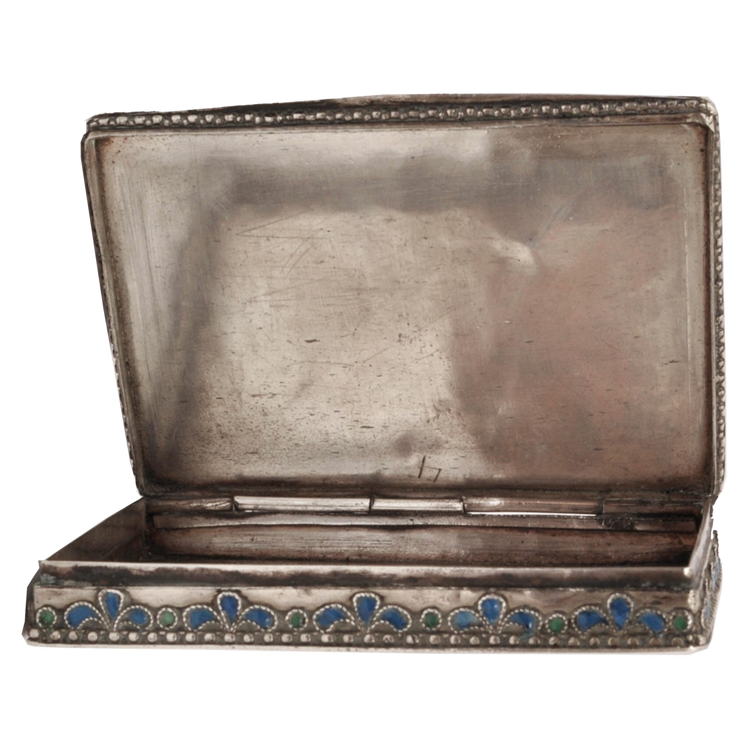 Early 20th Century Antique Greek Civil War Pure Silver Cloisonne Case Engraved Athens Army Day 1946 For Sale