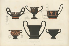Antique Greek Drinking Vessels & Cups Color Lithograph, 1883