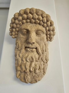 Antique Greek God Face in Terracotta – Excellent Condition