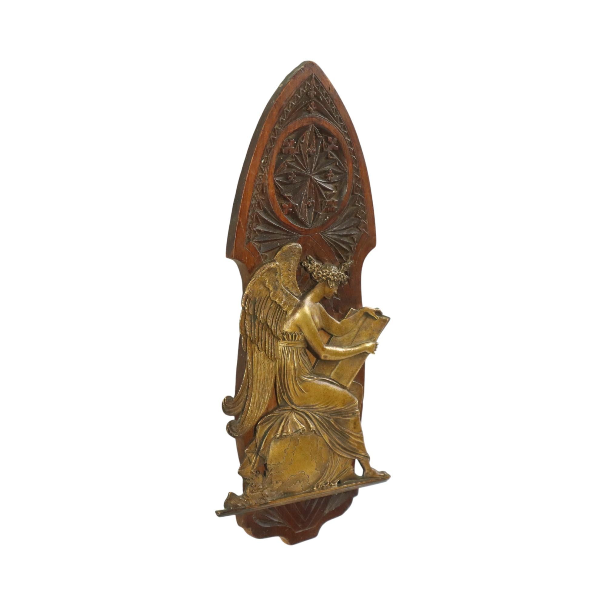 European Antique Greek Goddess Plaque Bas Relief Neo-Gothic Revival 29cm For Sale