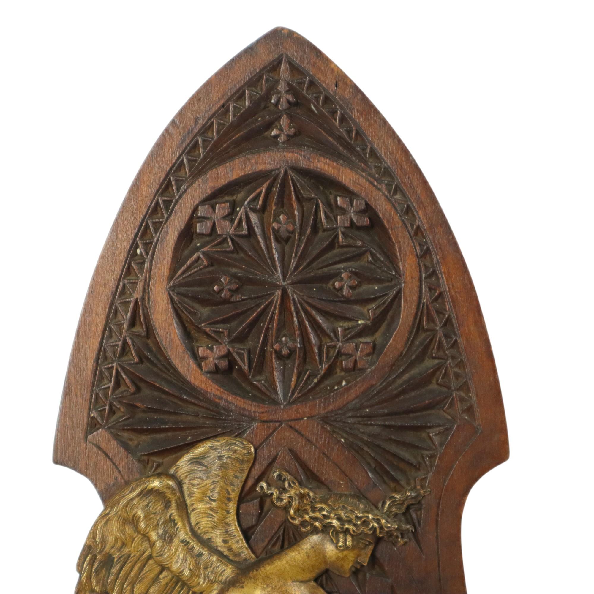 Cast Antique Greek Goddess Plaque Bas Relief Neo-Gothic Revival 29cm For Sale