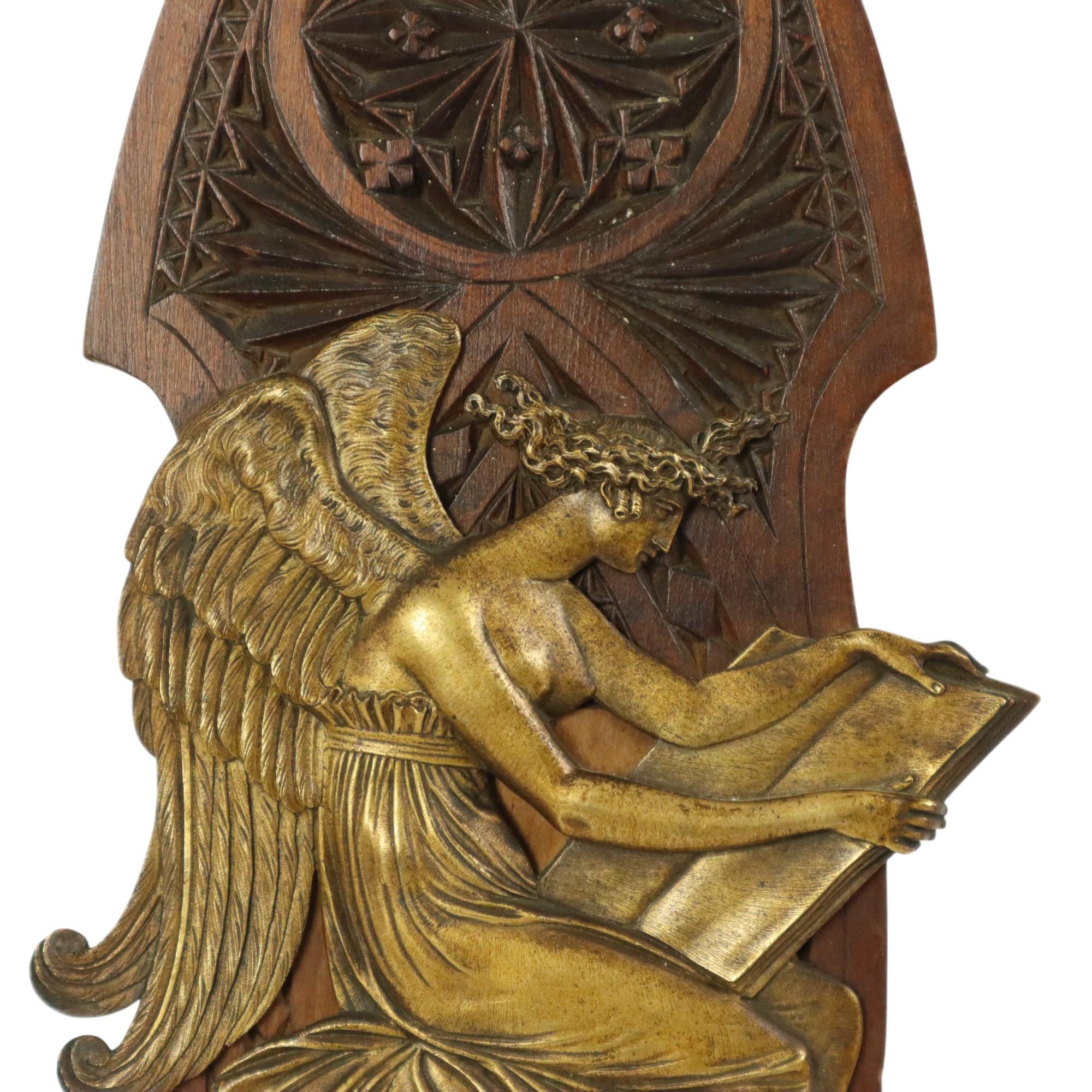 Antique Greek Goddess Plaque Bas Relief Neo-Gothic Revival 29cm In Good Condition For Sale In Poperinge, BE