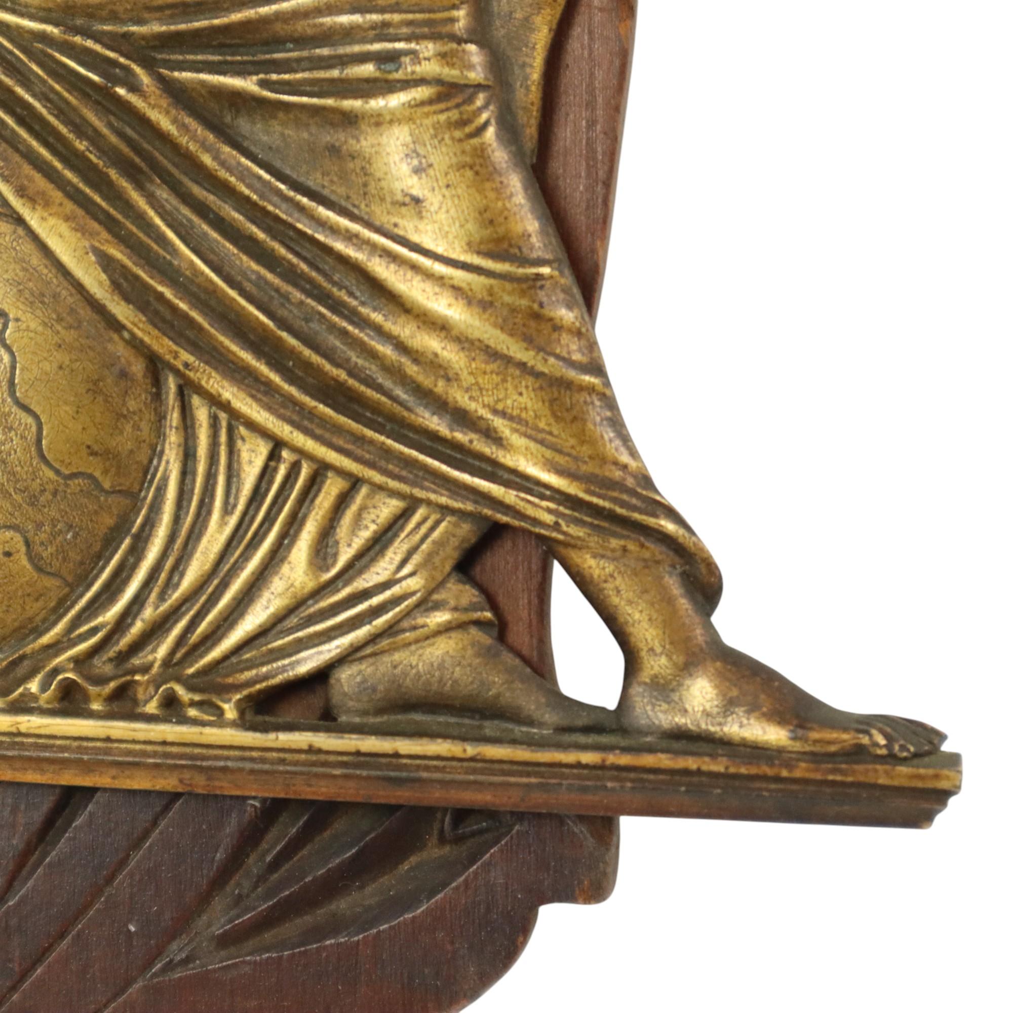Antique Greek Goddess Plaque Bas Relief Neo-Gothic Revival 29cm For Sale 2