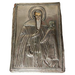 Antike griechische Ikone des Heiligen Stylionos, europäische christliche dekorative Kunst