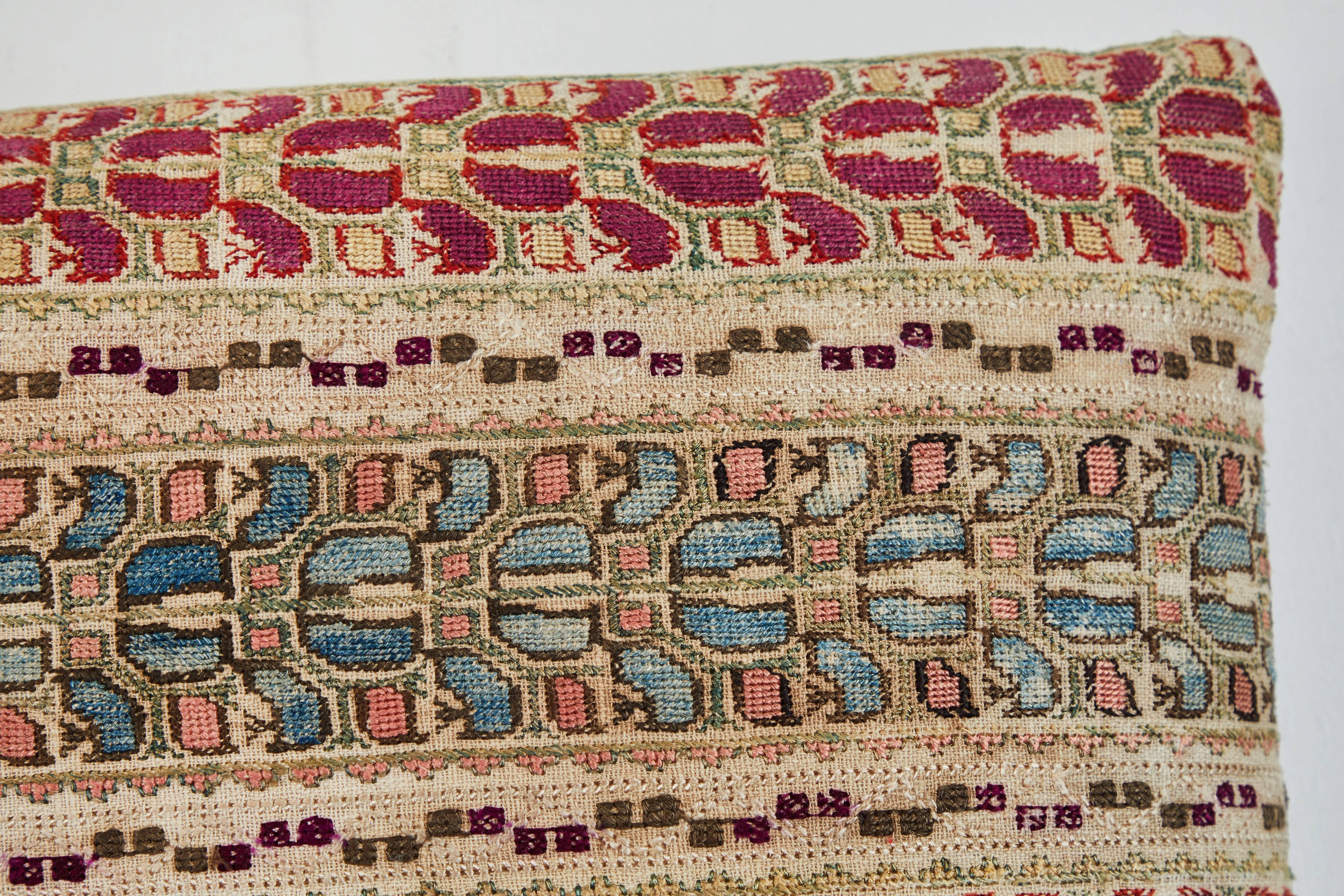 Embroidered Antique Greek Island Embroidery Pillow For Sale