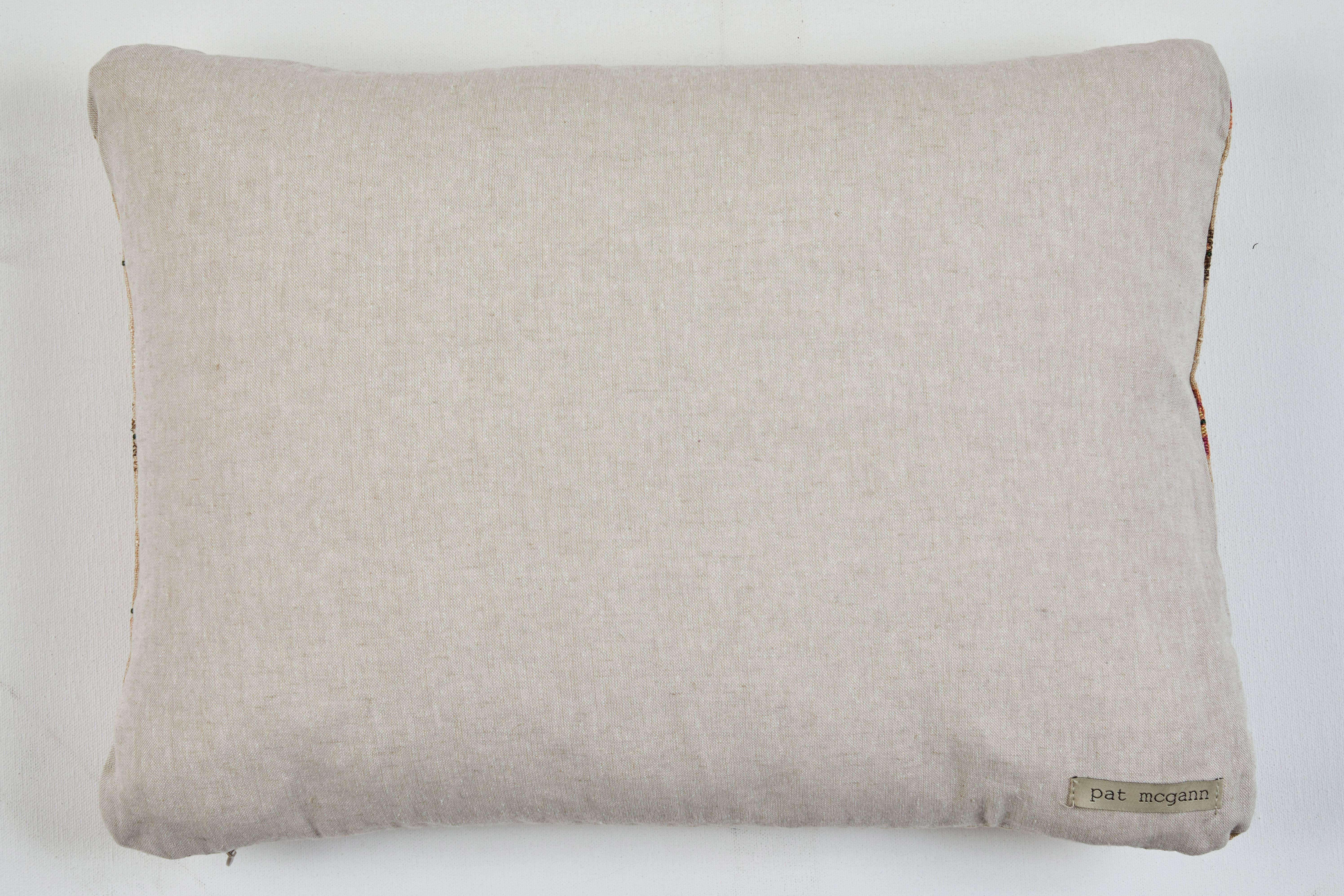 Antique Greek Island Embroidery Pillow In Good Condition For Sale In Los Angeles, CA