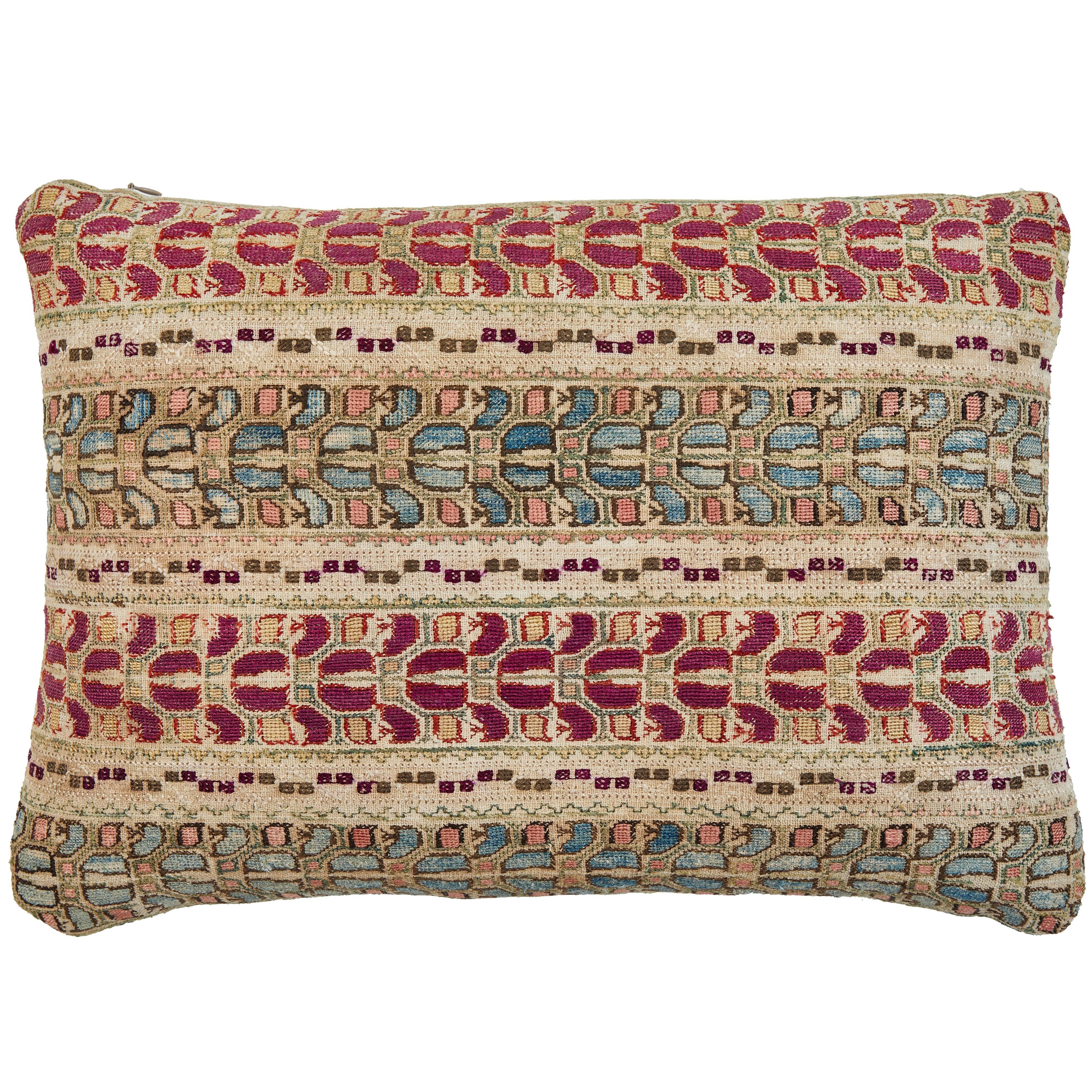 Antique Greek Island Embroidery Pillow For Sale