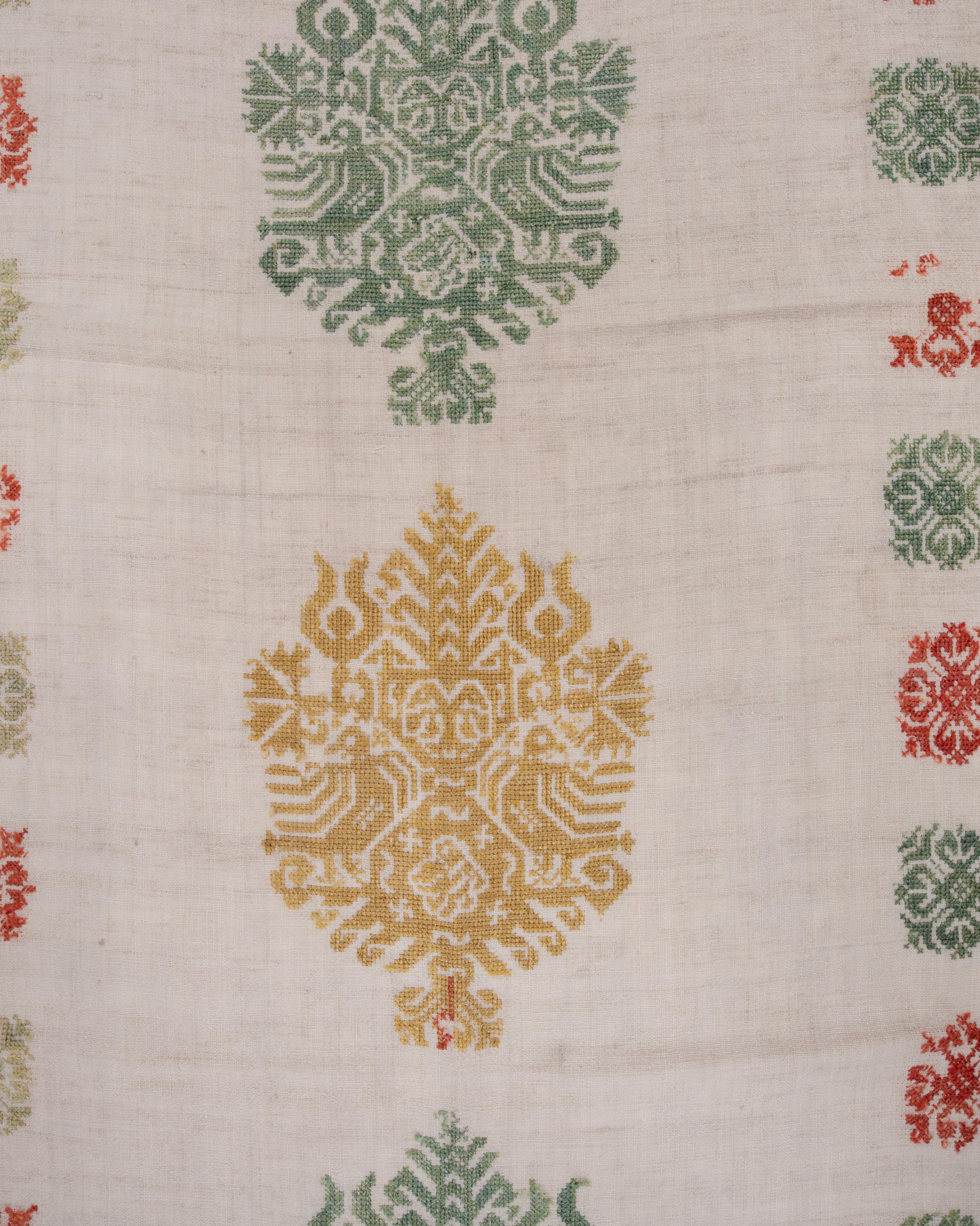 Soie Ancienne broderie grecque de l'île de Kos - 19ème siècle en vente