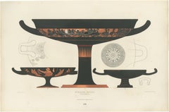 Antique Greek Kylix with Chariot & Warrior Procession Lithograph, 1883