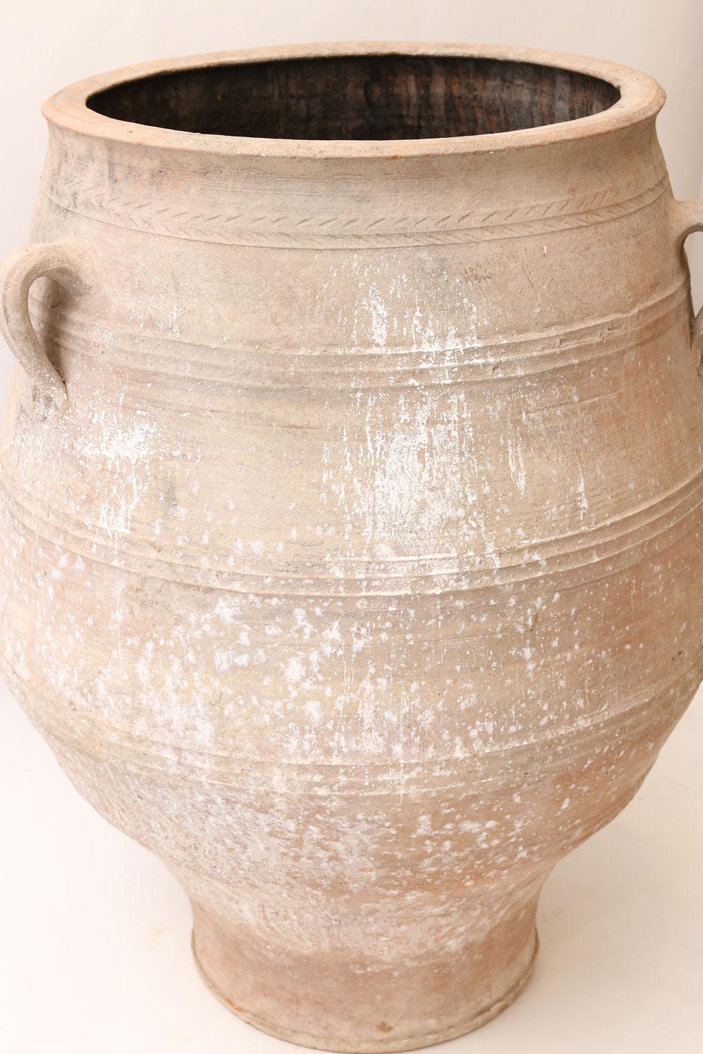 Antique Greek Terracotta Olive Jar In Good Condition In Houston, TX