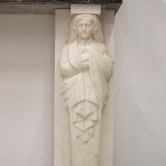 Antique Greek Revival Statuary Marble Fireplace