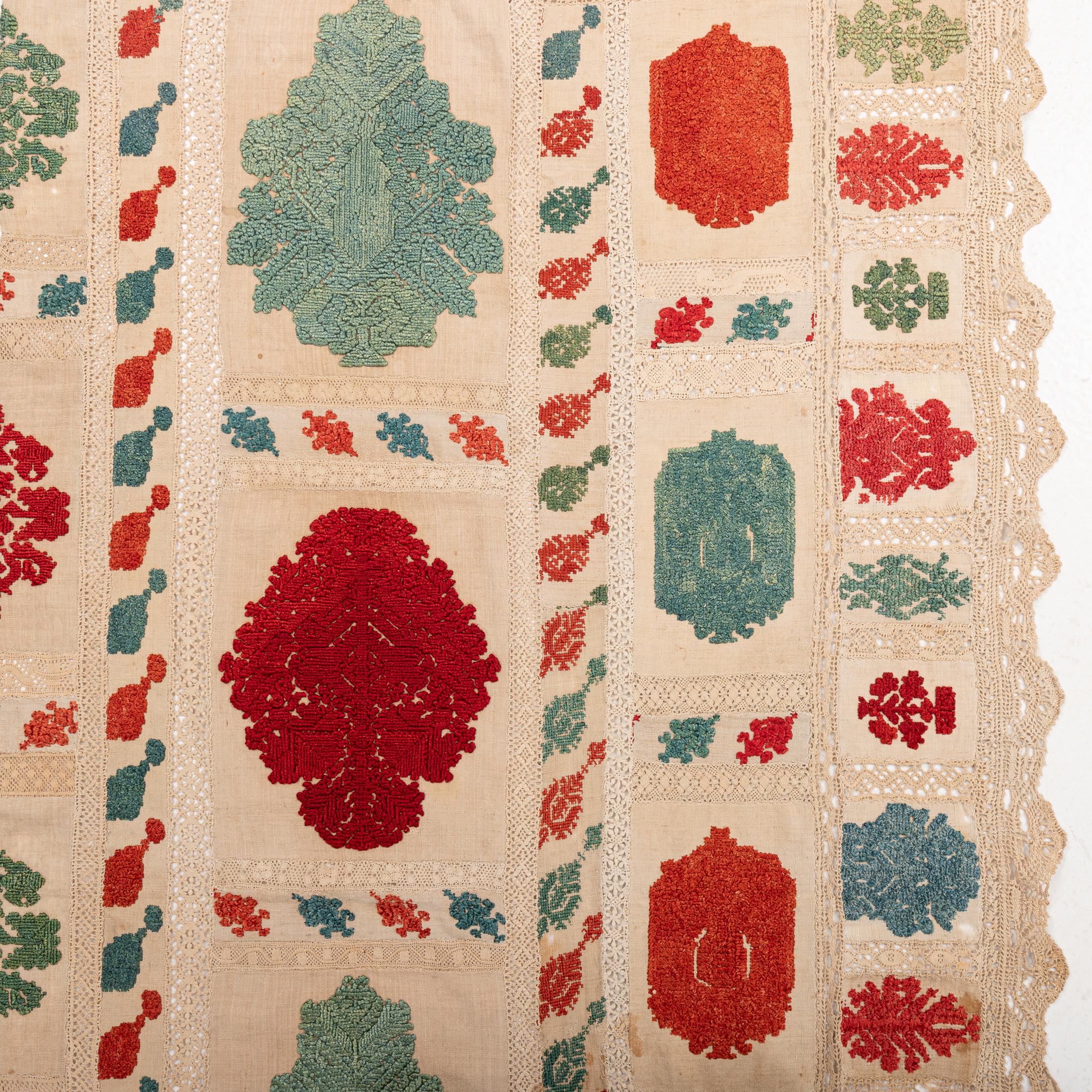 Antique Greek Rhodes Bed Tent Embroidery, late 18th Early 19th Century. For Sale 1