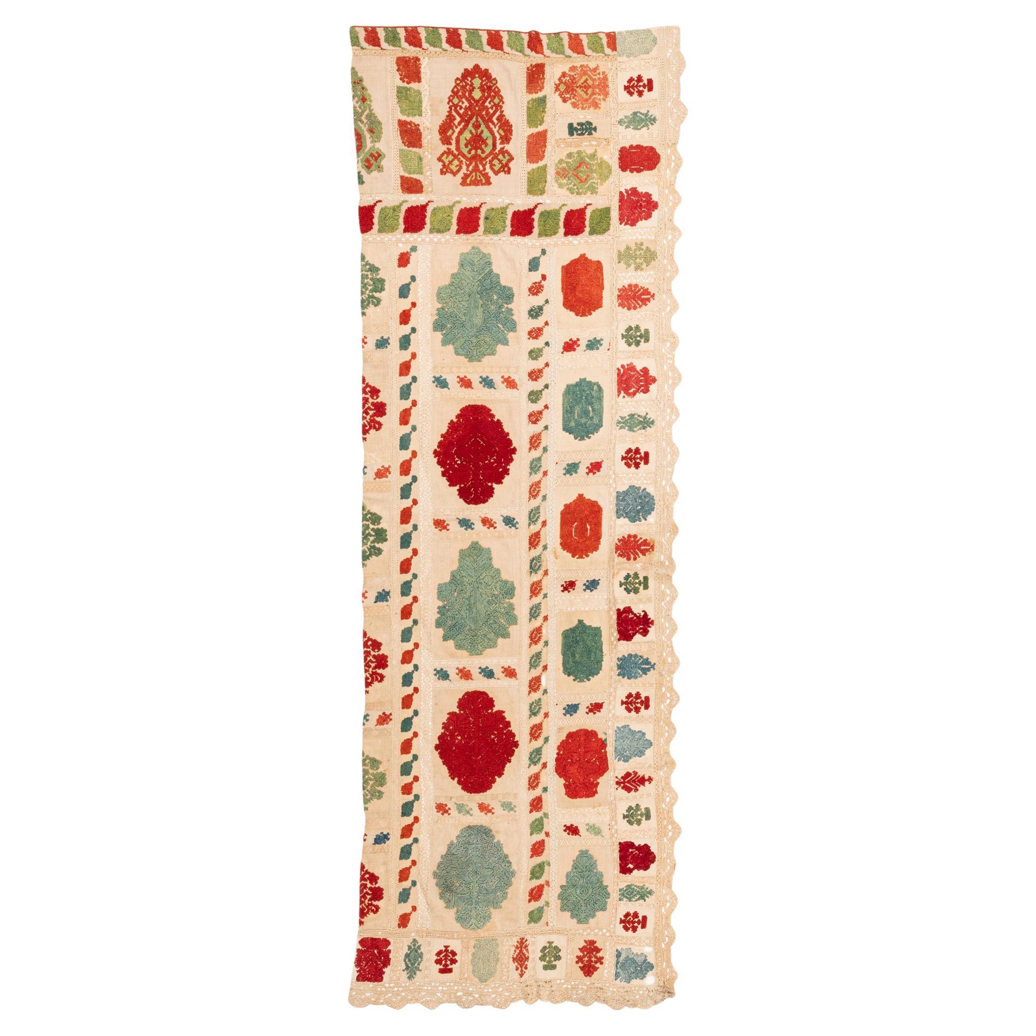 Antique Greek Rhodes Bed Tent Embroidery, late 18th Early 19th Century. For Sale