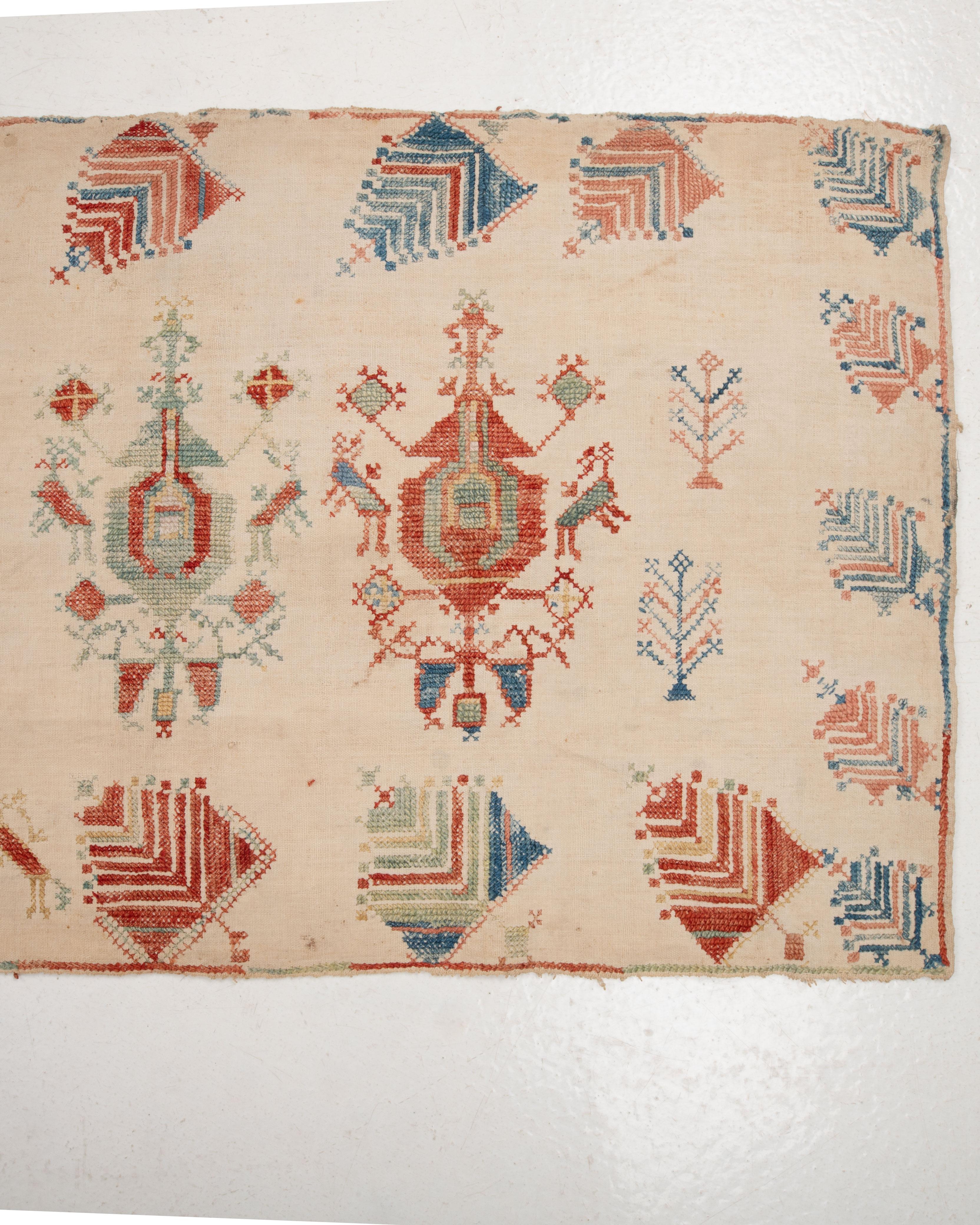 XIX secolo Antique Greek Rhodes Island Embroidery Panel – Early 19th C. in vendita