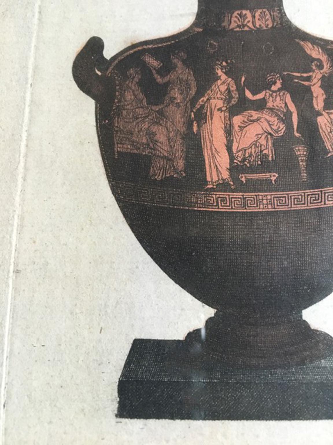 19th Century Print on Paper Antique Greek Vase For Sale 5