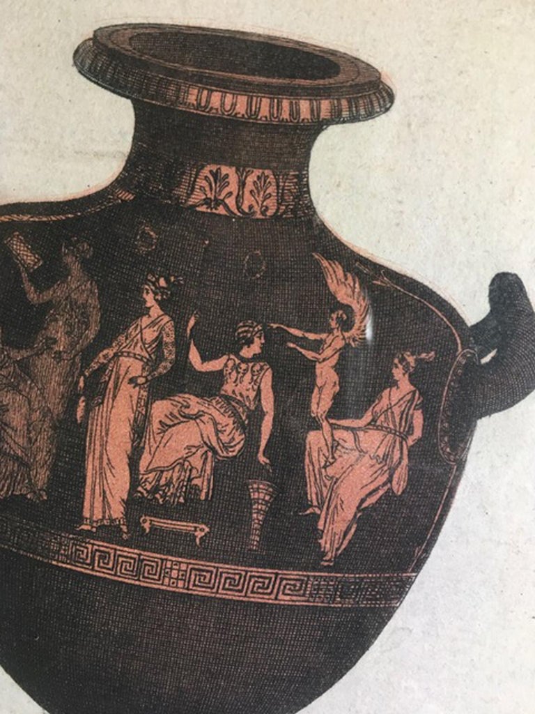 Antique Greek Vase Print on Paper 19th Century, France in Classical