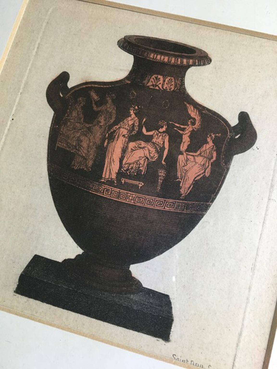 19th Century Print on Paper Antique Greek Vase For Sale 15