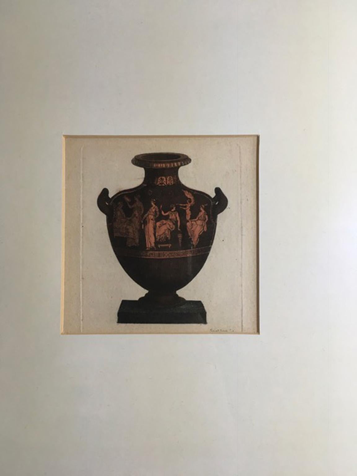 French 19th Century Print on Paper Antique Greek Vase For Sale