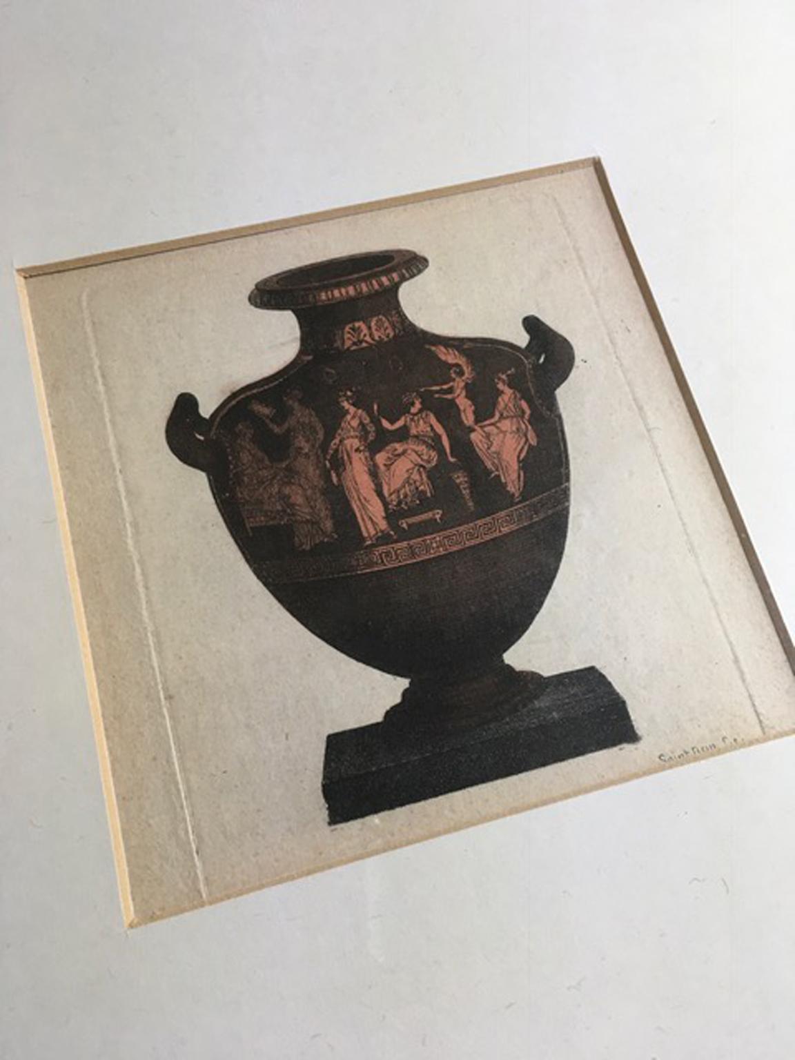 19th Century Print on Paper Antique Greek Vase For Sale 1