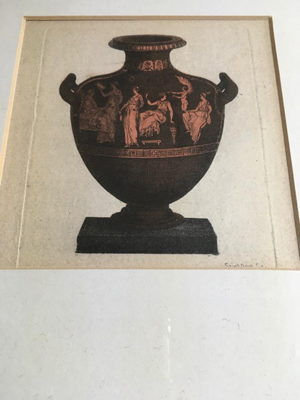 19th Century Print on Paper Antique Greek Vase For Sale 4