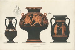 Antique Greek Vases, Cooling Vessel & Amphorae Lithograph, 1883