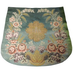 Antique Green and Gold Ecclesiastical Embroidery Brocade Altar Cloth or Banner