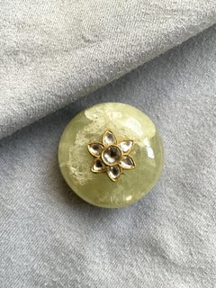 Antique Green Beryl 145.12carats Gem with 22kgold Handwork with Natural Diamonds