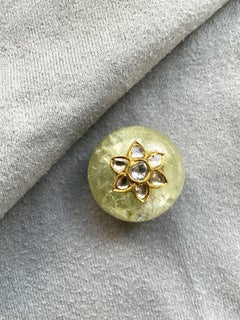 Antique Green Beryl 66.76 Carats Gem with 22kGold Handwork with Natural Diamonds